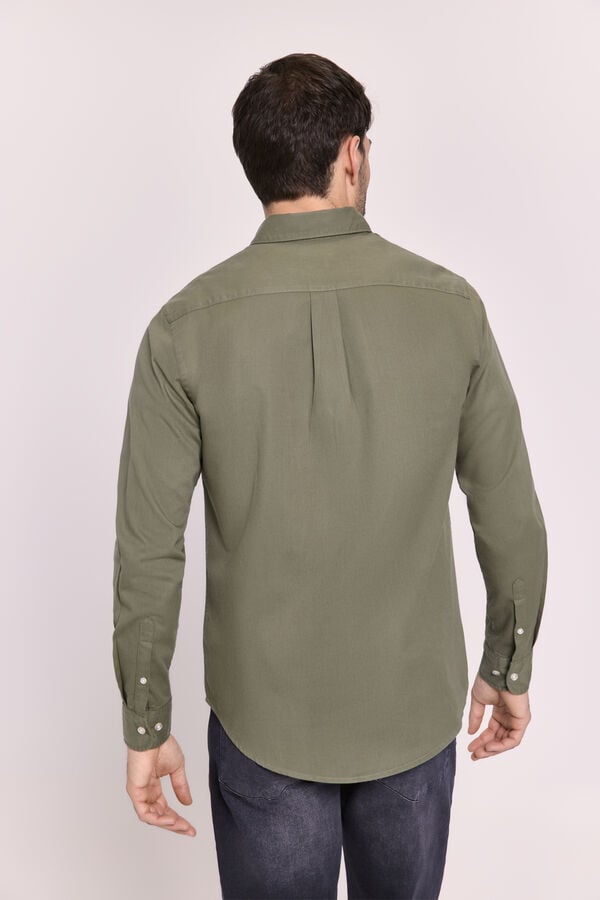 Milano Camisa lisa relaxed fit Kaki Oscuro