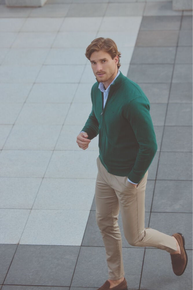 Pedro del Hierro Cardigan com fecho-&eacute;clair e logo