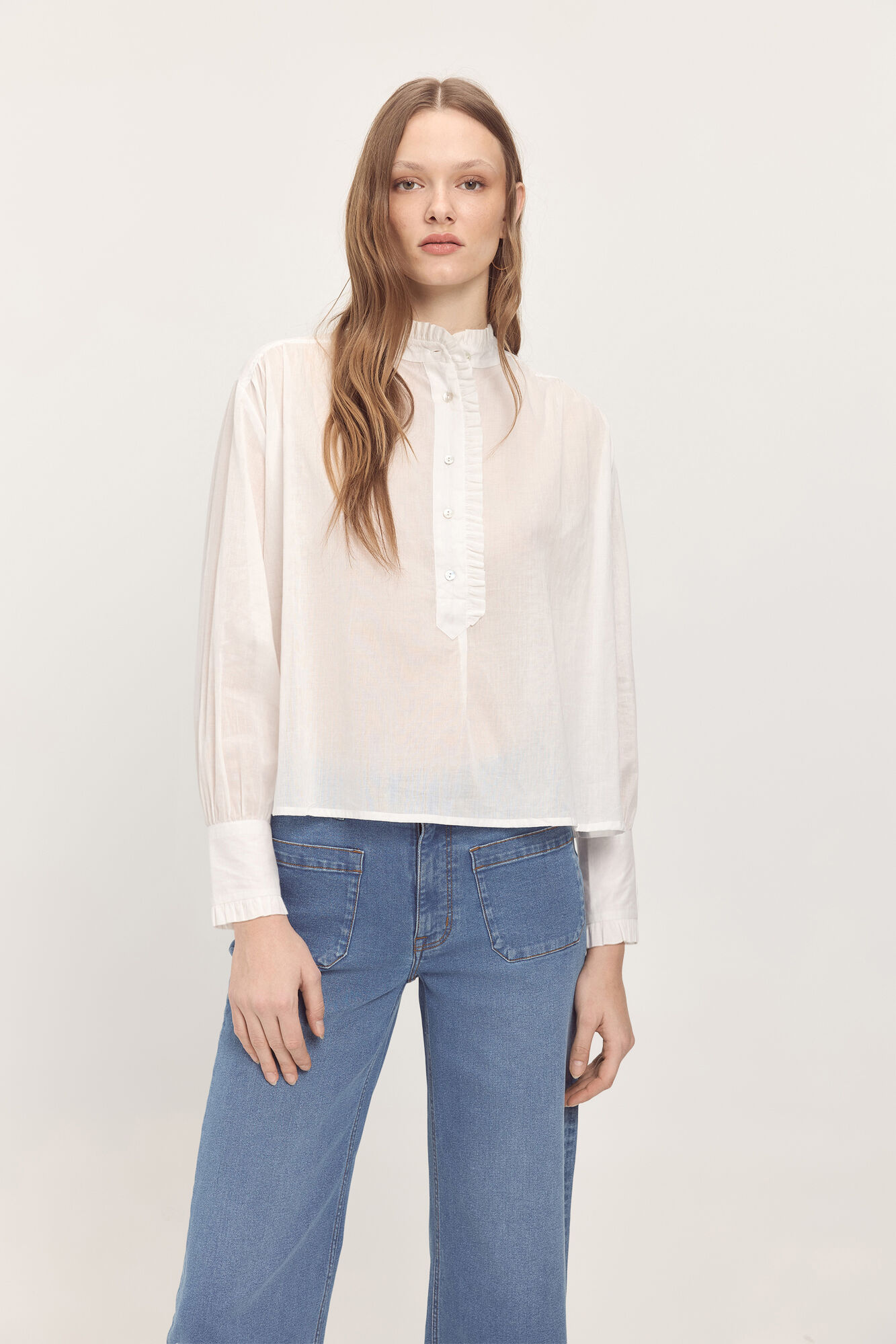Milano Blusa de voile com folho