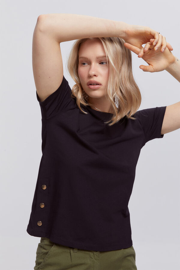 Milano Camiseta heavy cotton botones Negro