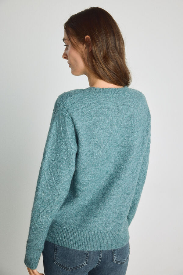 Milano Camisola gola redonda com estrutura Azul turquesa