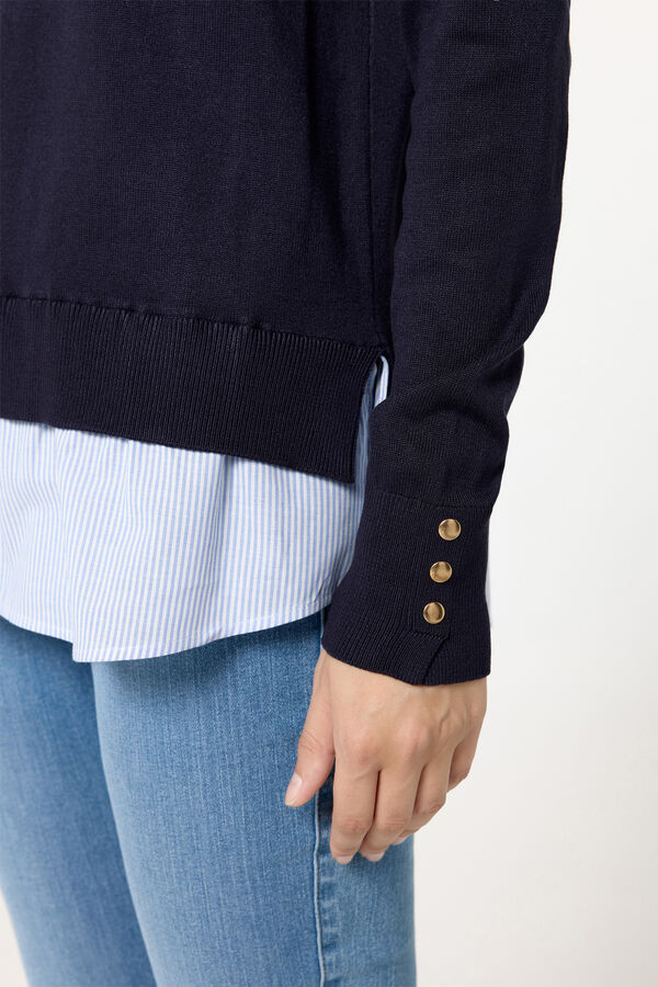 Milano Camisola viscose com camisa combinada em baixo Marinho