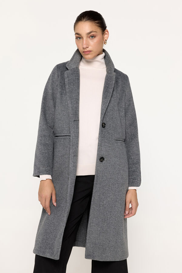 Milano Abrigo de pa&ntilde;o largo Gris Oscuro