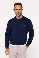 Milano Sweatshirt com gola caixa bordada Marinho