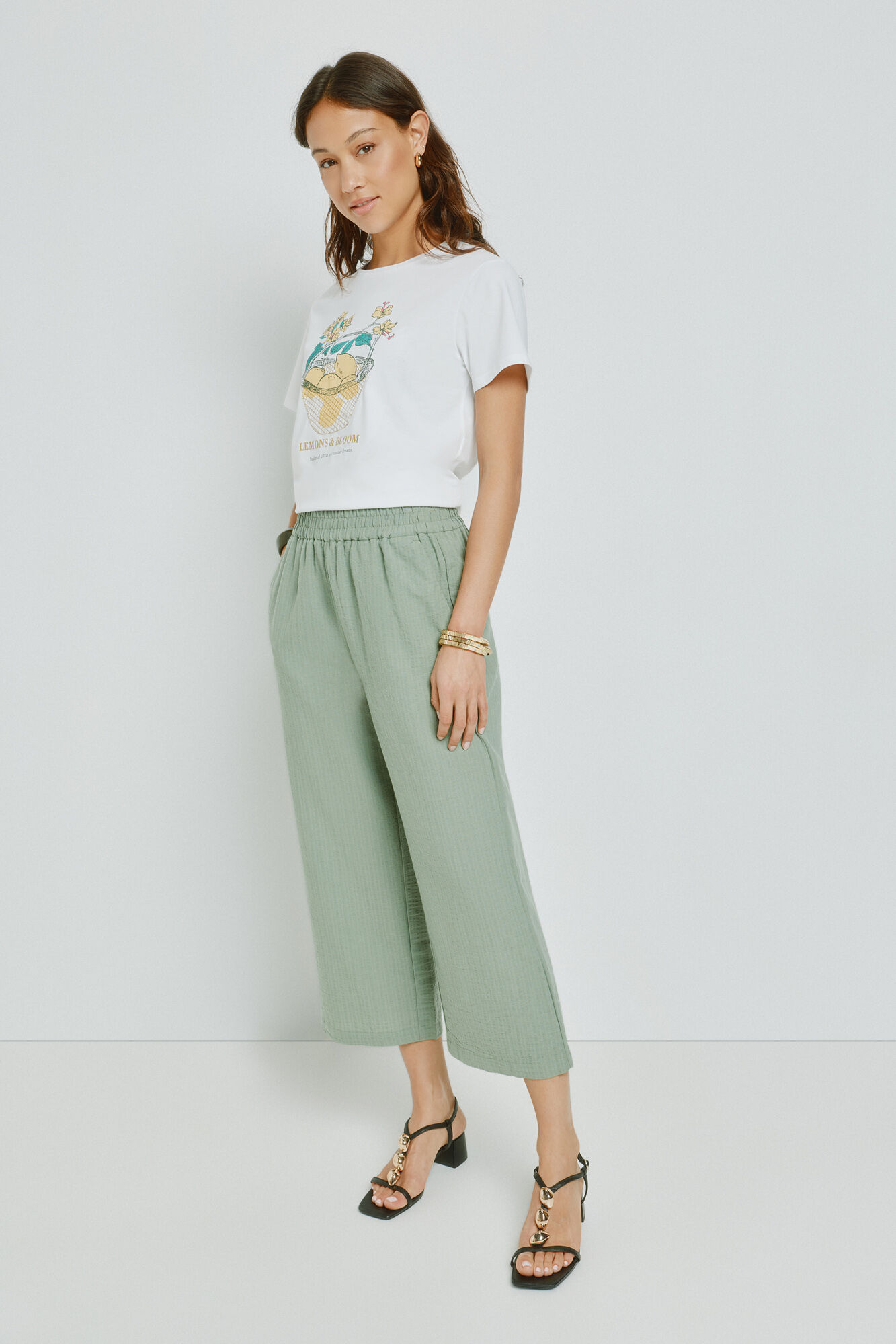 Milano Pantal&oacute;n liso con cinturilla el&aacute;stica