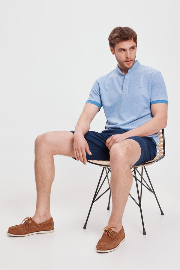 Milano Polo Mao Oxford Azul