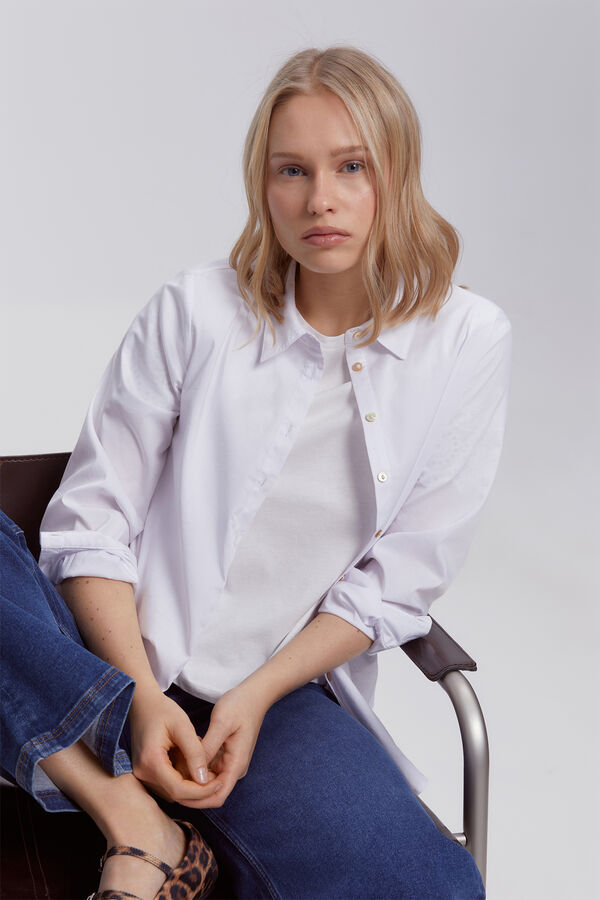 Milano T-shirt com mangas bordadas Branco