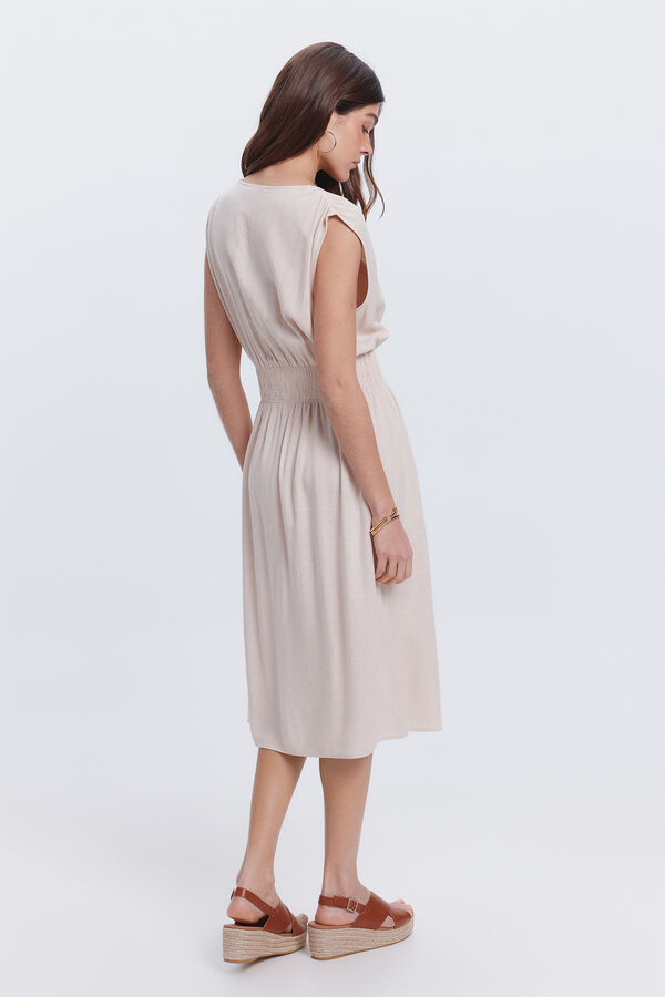 Milano Vestido midi lino Beige