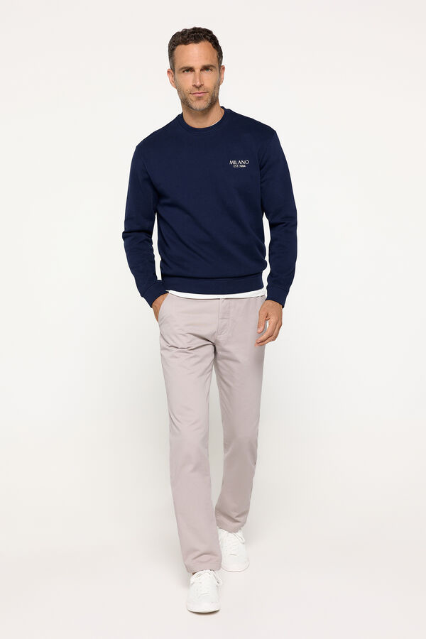 Milano Sweatshirt com gola caixa bordada Marinho