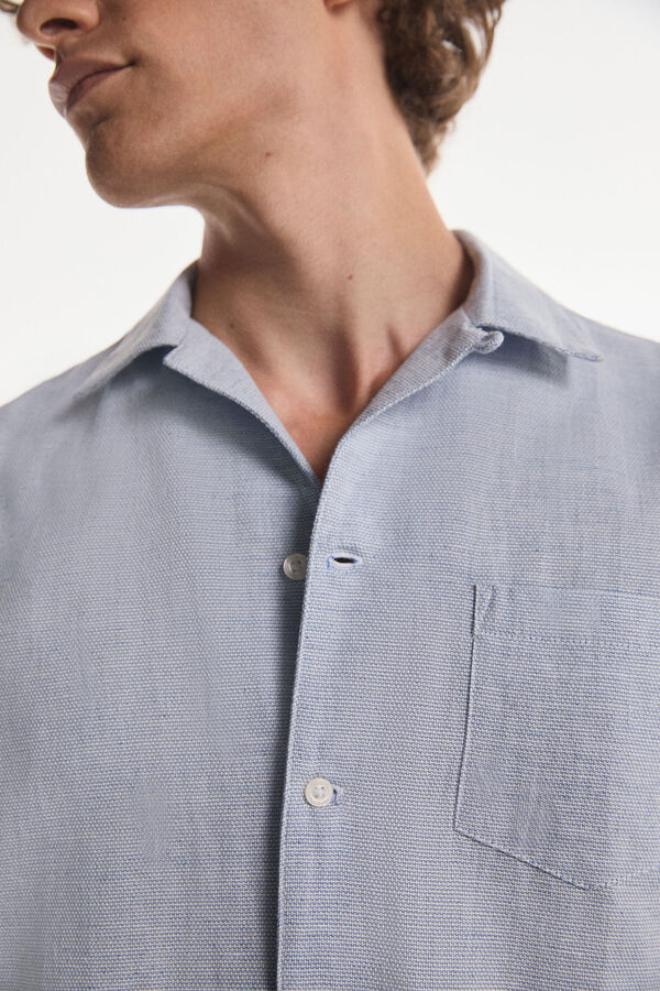 Fifty Outlet Camisa lapela Curta Estampado azul