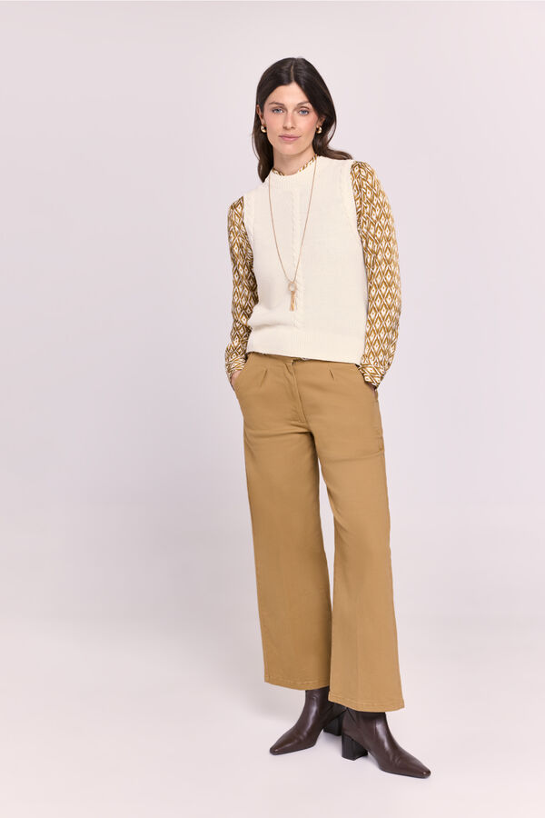 Milano Colete de malha com tran&ccedil;as Bege