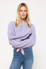 Milano Su&eacute;ter melange manga bufante P&uacute;rpura