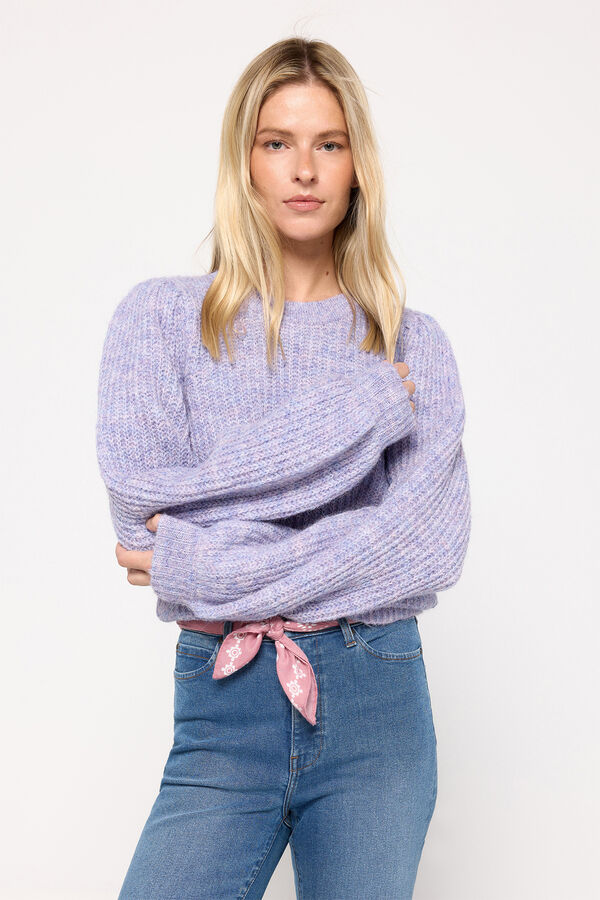 Milano Su&eacute;ter melange manga bufante P&uacute;rpura