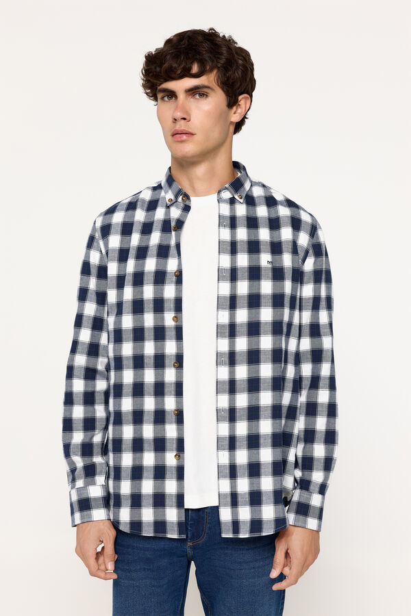 Milano Camisa xadrez de sarja Estampado azul