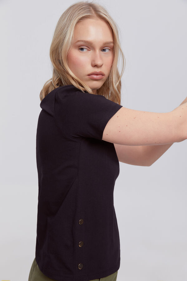 Milano Camiseta heavy cotton botones Negro