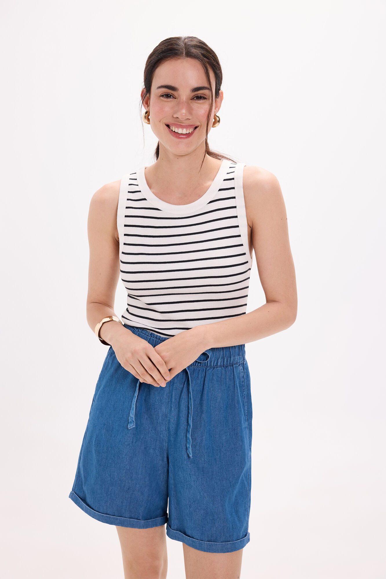 Milano Camiseta rib manga sisa de rayas