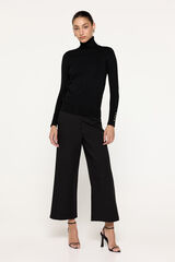 Milano Jersey básico cuello cisne entallado Negro