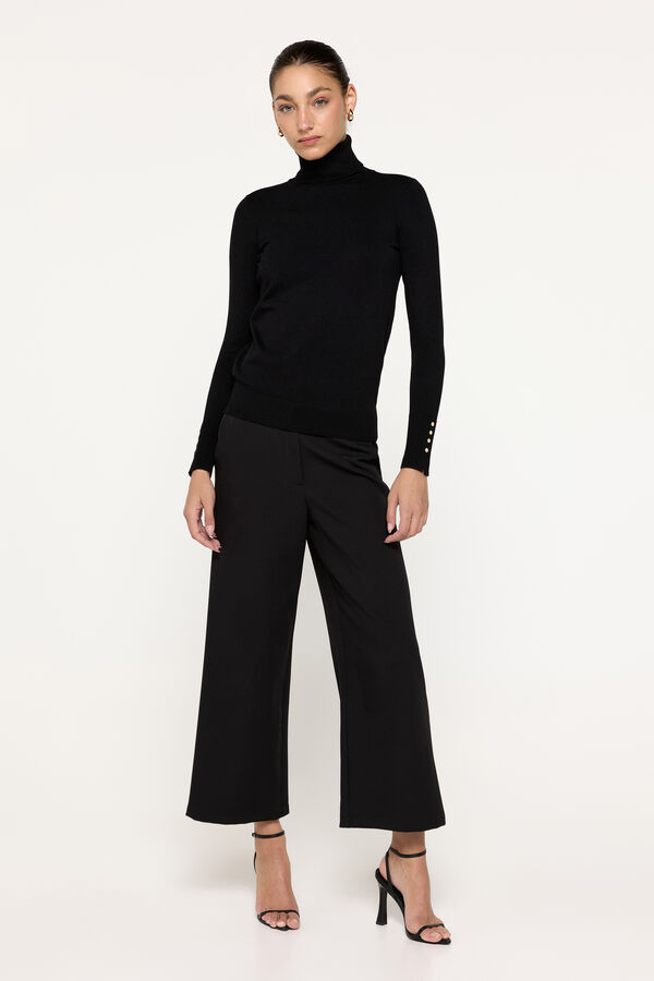 Milano Jersey básico cuello cisne entallado Negro