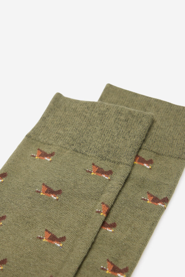 Milano Meia Jacquard Cáqui escuro