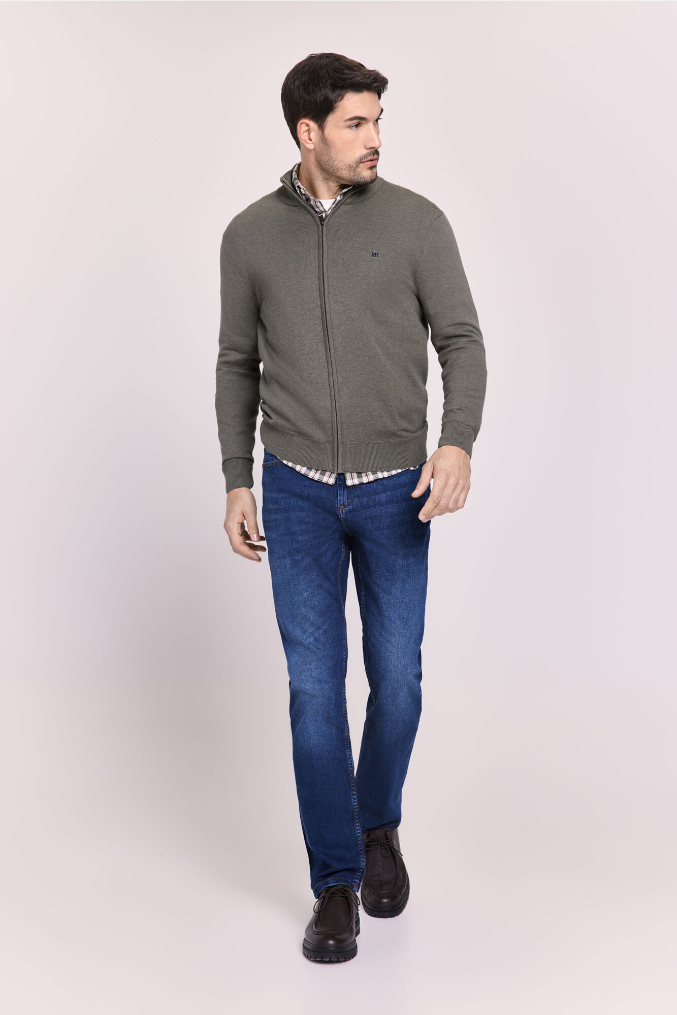 Pedro del Hierro Casaco de malha de algod&atilde;o com fecho-&eacute;clair