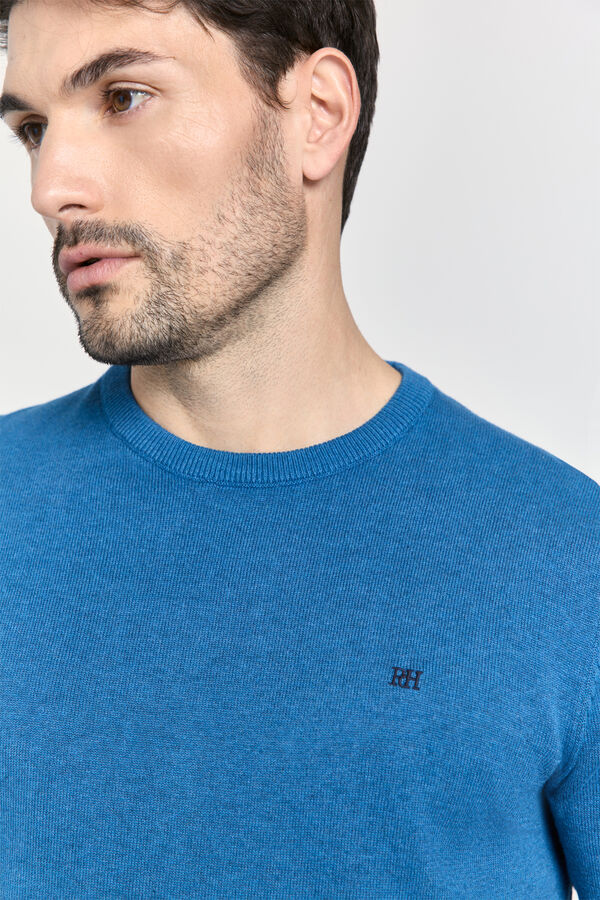 Pedro del Hierro Camisola básica gola caixa Azul