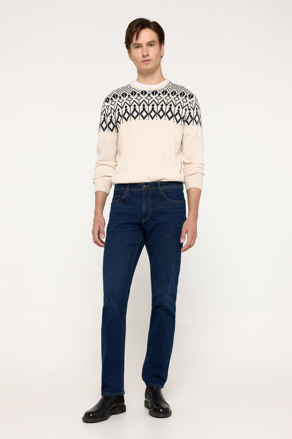 Milano Jersey cenefas cuello caja Marfil