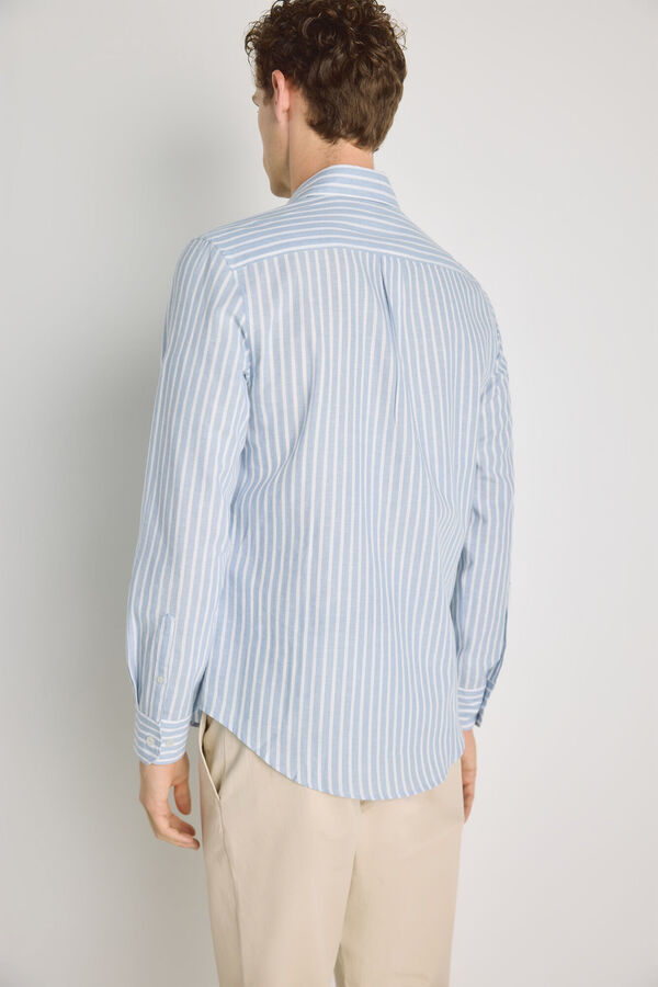 Pedro del Hierro Camisa de riscas de manga comprida Azul indigo