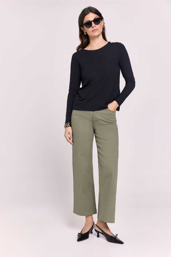 Milano Jersey cuello redondo con botones Negro