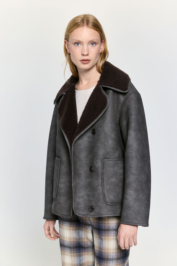 Milano Abrigo tipo chaquet&oacute;n doble faz Marr&oacute;n Oscuro