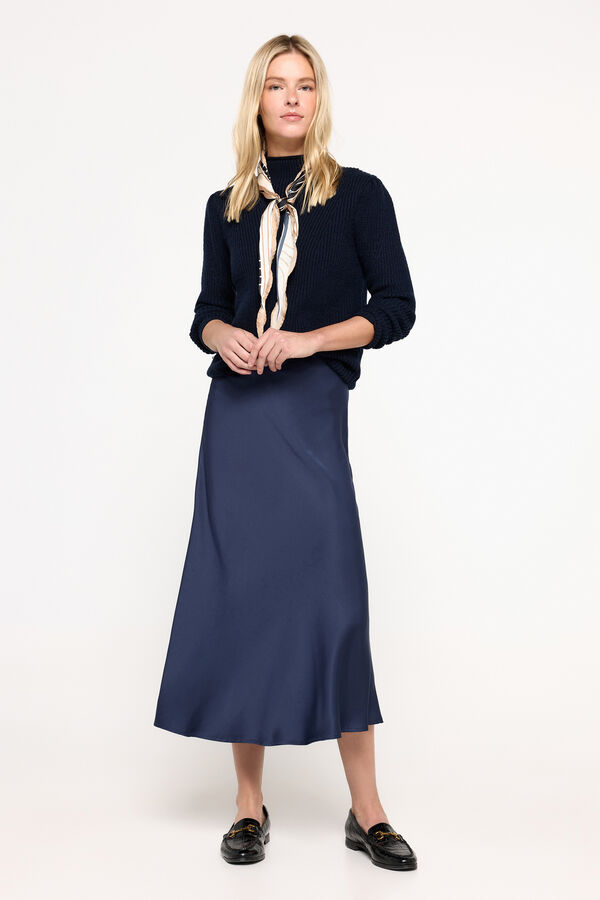 Milano Falda midi satinada Navy