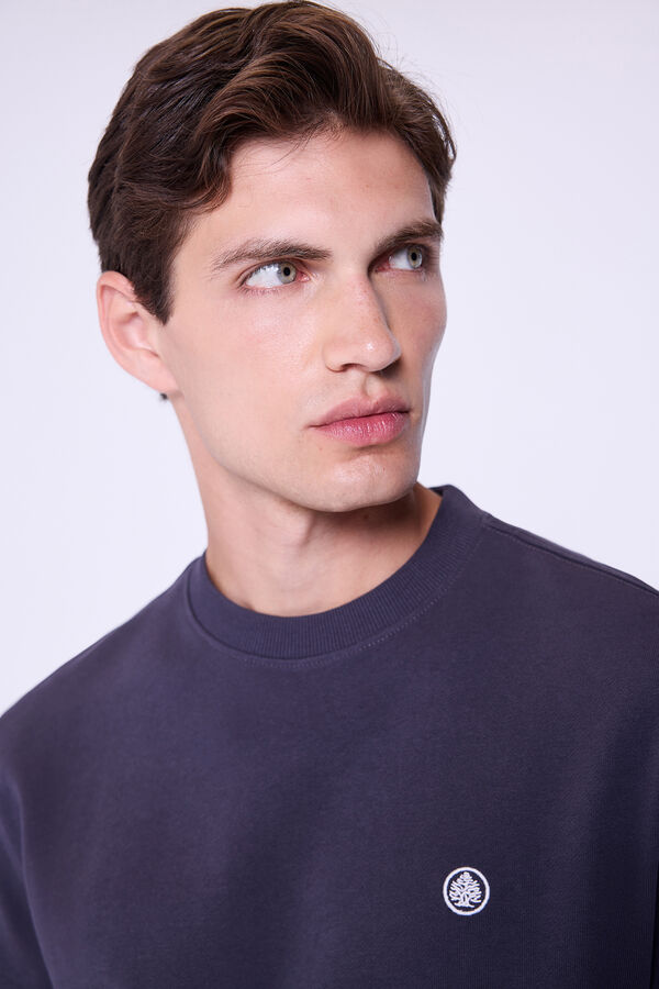 Springfield Sweatshirt com logo e gola redonda Cinzento oscuro