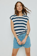 Milano T-shirt de manga curta &agrave;s riscas Azul