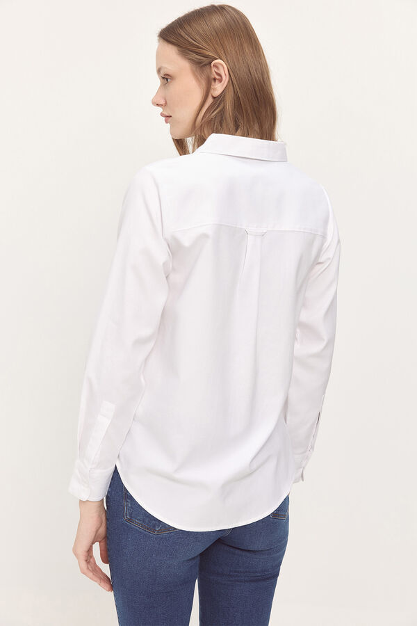 Milano Camisa b&aacute;sica de popelina Branco