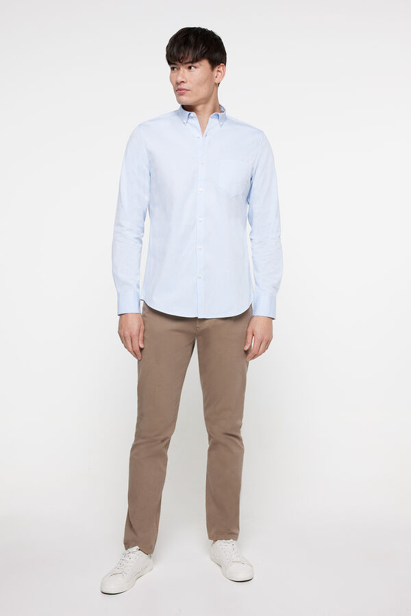 Fifty Outlet Camisa pinpoint lisa Azul