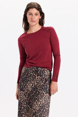 Milano Camisola básico de liso malha Bordeaux