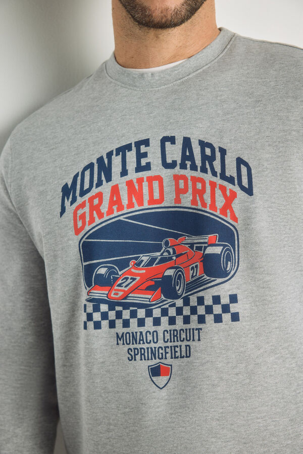 Springfield Sweatshirt gola redonda com estampado Cinza medio