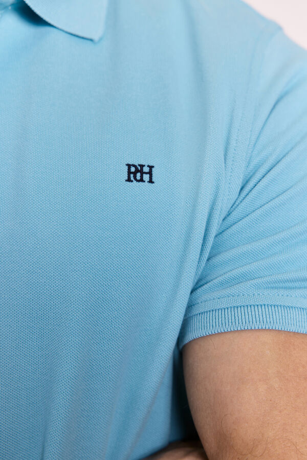 Pedro del Hierro Polo b&aacute;sico manga curta Azul turquesa