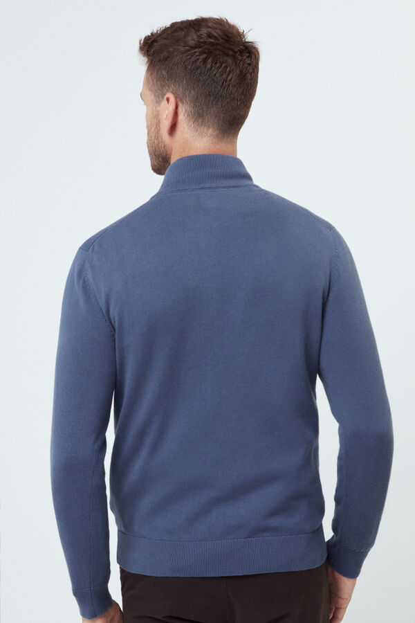 Fifty Outlet Camisola média fecho-éclair confecionada com algodão de qualidade Azul claro