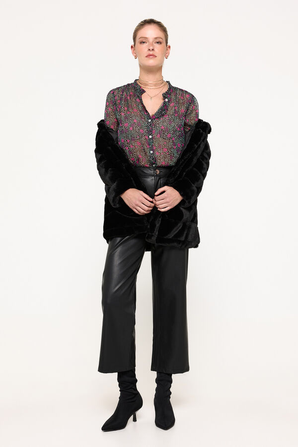 Milano Abrigo efecto piel vison Negro