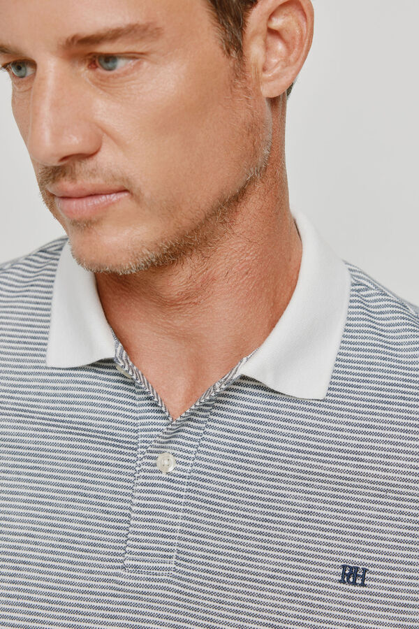 Pedro del Hierro Polo de riscas de manga curta Branco