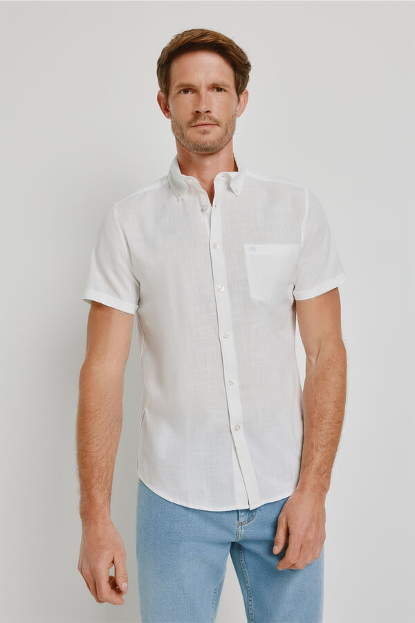 Milano Camisa lisa de manga curta Branco