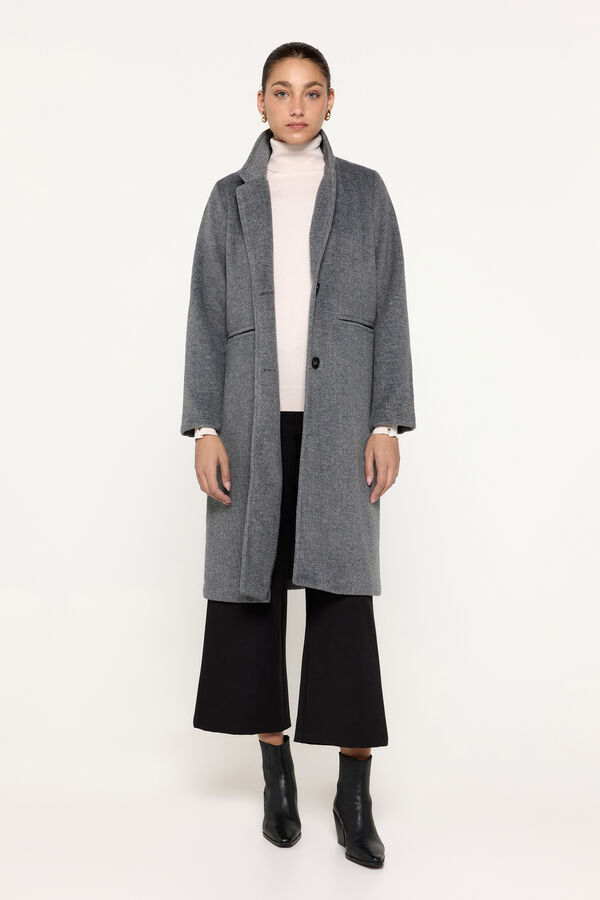 Milano Abrigo de pa&ntilde;o largo Gris Oscuro