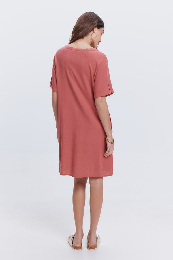 Milano Vestido curto de linho Vermelho