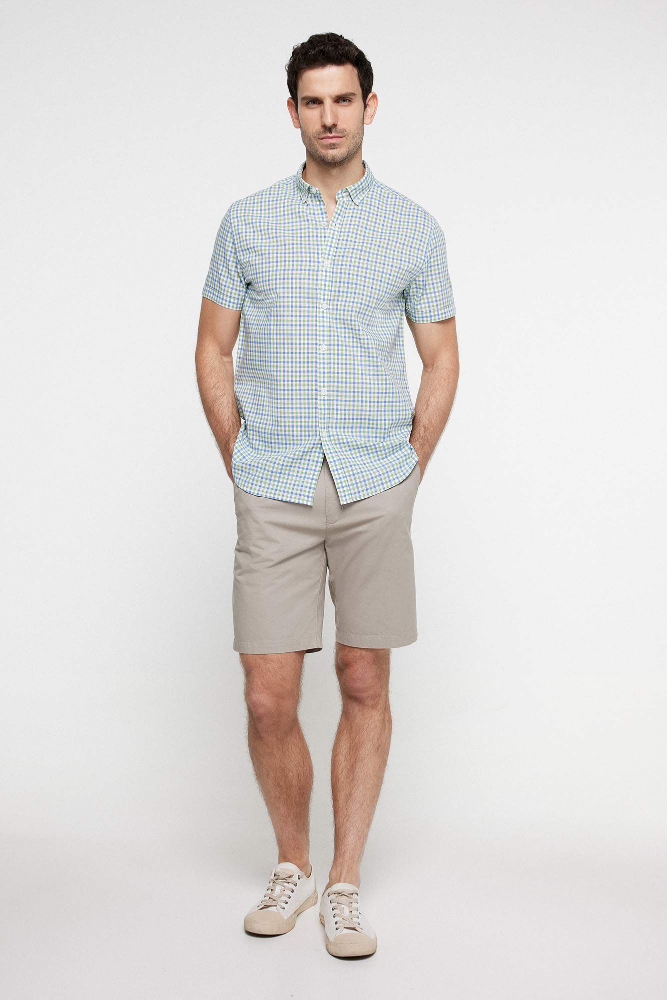 Milano Camisa Slub xadrez