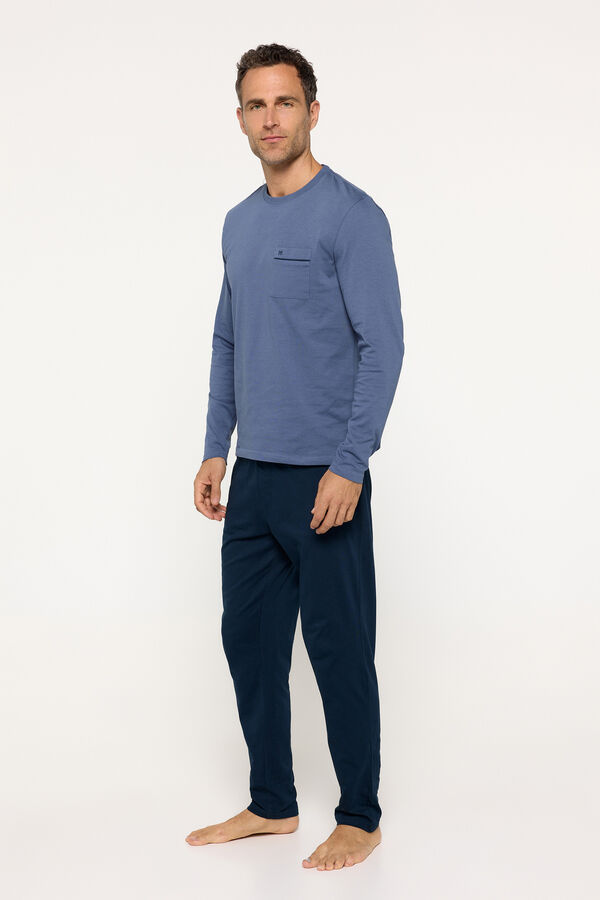 Milano Pijama manga larga. Calidad single jersey algod&oacute;n Navy