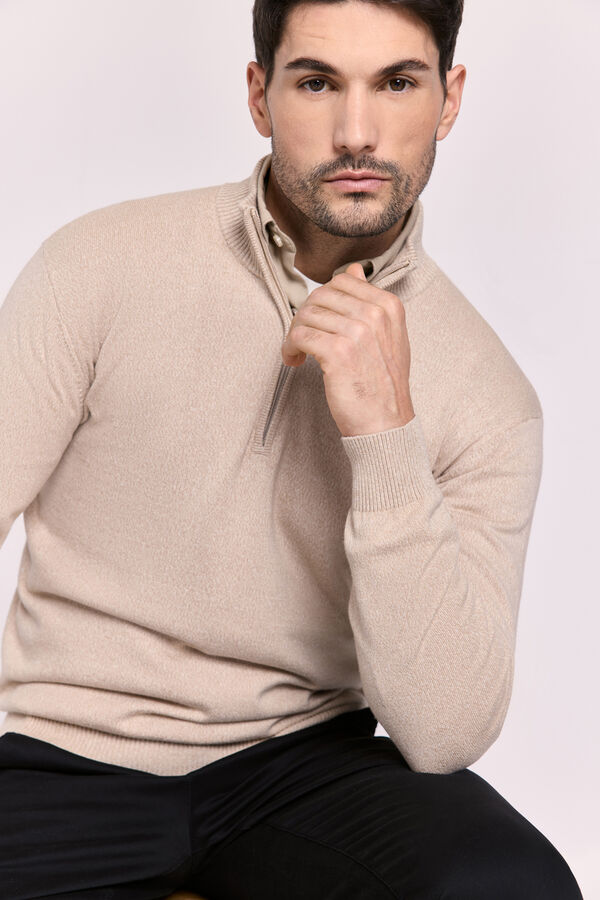 Milano Jersey semicisne cremallera Beige