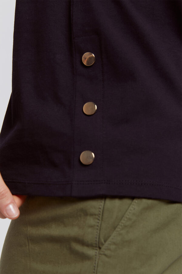 Milano Camiseta heavy cotton botones Negro