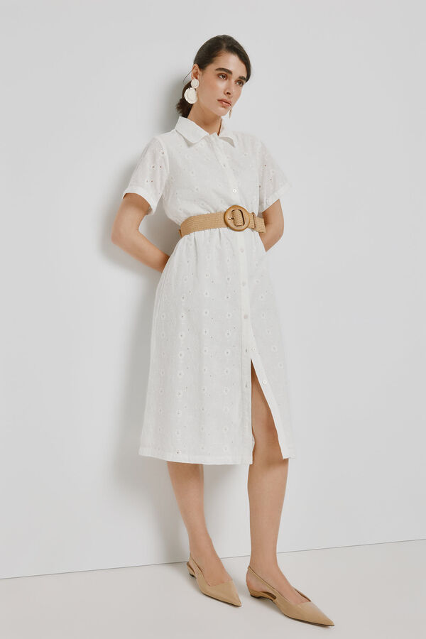 Milano Vestido denim escote pico Marfil