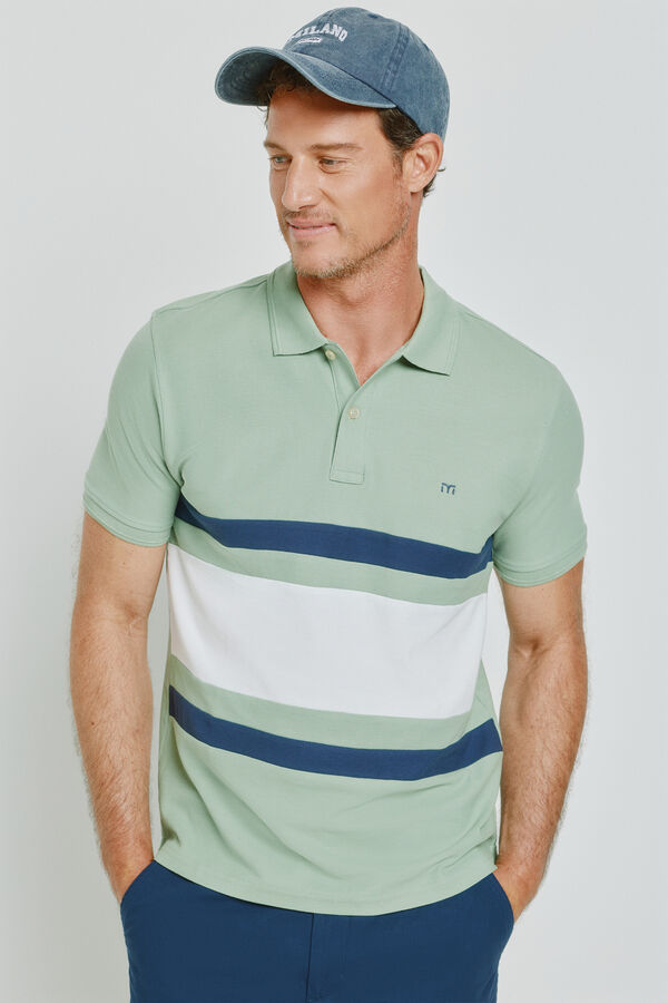 Milano Polo rayas manga corta Verde