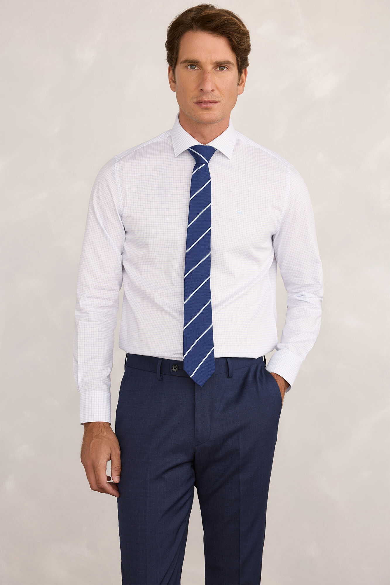 Pedro del Hierro Camisa social de popeline xadrez